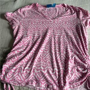 Caribbean Joe Pink and White Short Sleeve Top